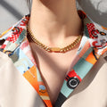 Cool Girl 18K Gold Link Necklace Geometric Link Chain Luxury Cuban Bracelet Perfect Hip Hop Style Jewelry for Gift