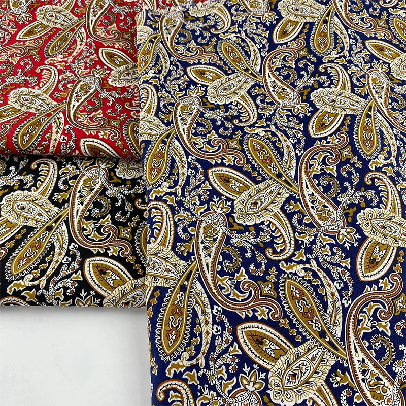 Soft 100% Cotton Woven Poplin Fabric Paisley Reactive Printing for Shirt and Dress