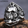Mens Stainless Steel Gothic Punk Pirate Sailor Biker Skull Ring Jewelry for Men Size 7-15