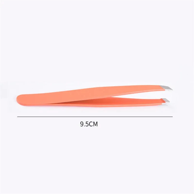 1pc Professional Stainless Steel Eyebrow Tweezers with Squared Tip for False Eyelash Extension Colorful Makeup Tools
