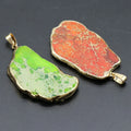 Huiying Healing Crystal Rose Quartz Tumble Pendant Plated Gold Single Slice Raw Stone Pendant jewelry
