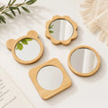 Wooden Small Round Mirror Portable Pocket HD Mirror Wood Mini Makeup Mirror Custom Bamboo Pocket Mirror Compact Mirror