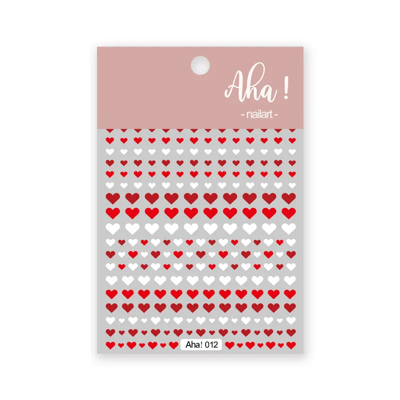 Aha 012 Ins Hot Design Colorful Heart Design Nail Art Stickers Valentine Nail Art Decoration
