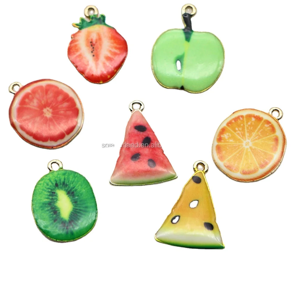 Customized Alloy Antique Gold Plating Fruit Charm Pendants Fashion Jewelry Making Model Pattern-Strawberry Watermelon Pendants