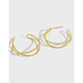 Double Layer 925 Sterling Silver Cross Shape Hoop Earrings for Girls Summer Jewelry