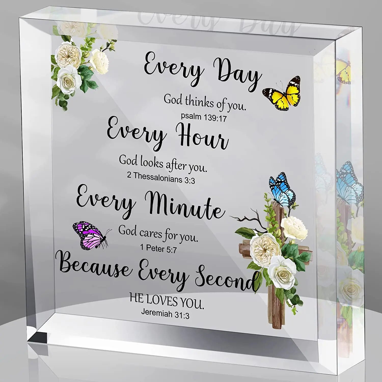 Acrylic Christian Gifts for Women Inspirational Gifts Modern Clear Acrylic Keepsake Paperweight with Bible Verse