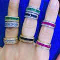 RM1176 New Dainty Bling Crystal Clear CZ Zircon Micro Pave Baguette Tennis Adjustable Rings for Women Ladies