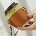 Custom Colorful Reusable PU Leather Portable Coffee Tea Drinks Carrier Cup Sleeve Holder