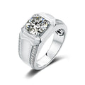 Round Cut 9mm 3ct Solitaire Moissanite Rings Diamond D Color 925 Sterling Silver Custom White Gold Engagement Men Rings