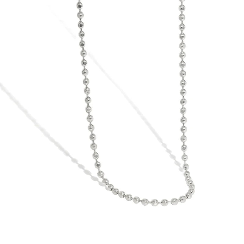 Fashion Trendy Beads Charm Necklace with Diamond Cut 3mm Bead for Anniversary