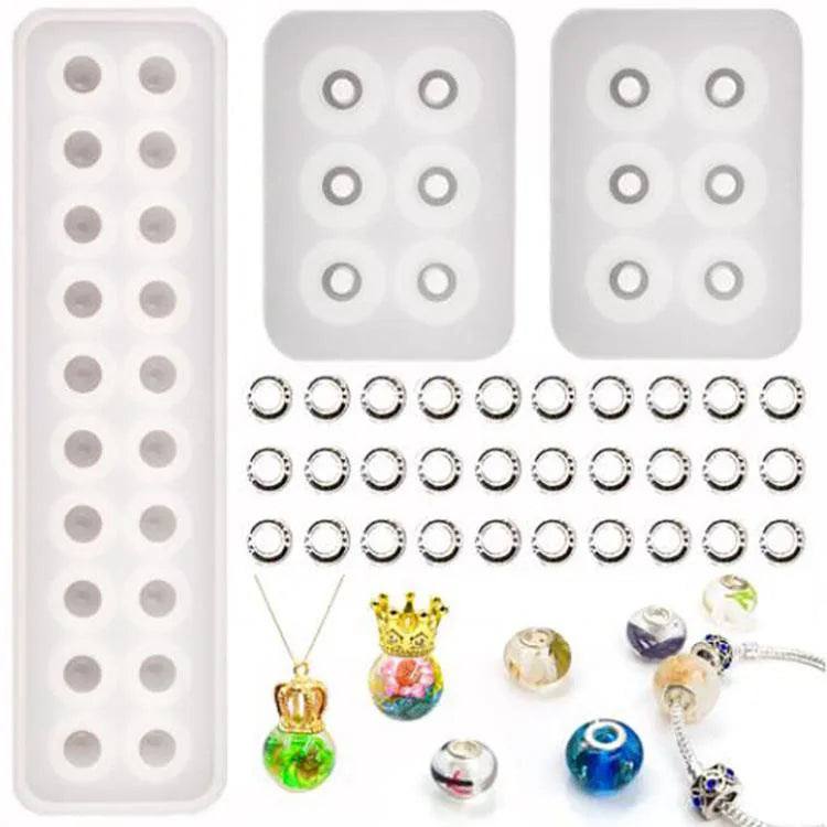Necklace Jewelry Glue Dropping Flat Mouth Spherical Bracelet Resin Mold Set Package Flower Pendant Necklace Jewelry SiliconeMold