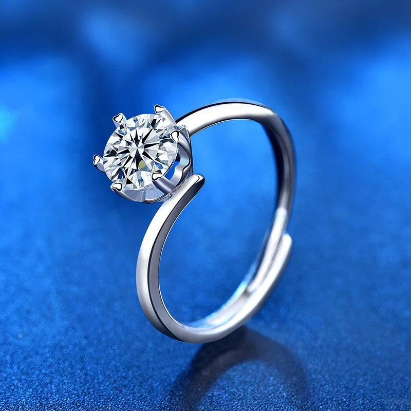XJZ026 Wedding Rings for Women Moissanite Rhodium Plated Color Trendy Jewelry Bridal Engagement Ring Adjustable S925