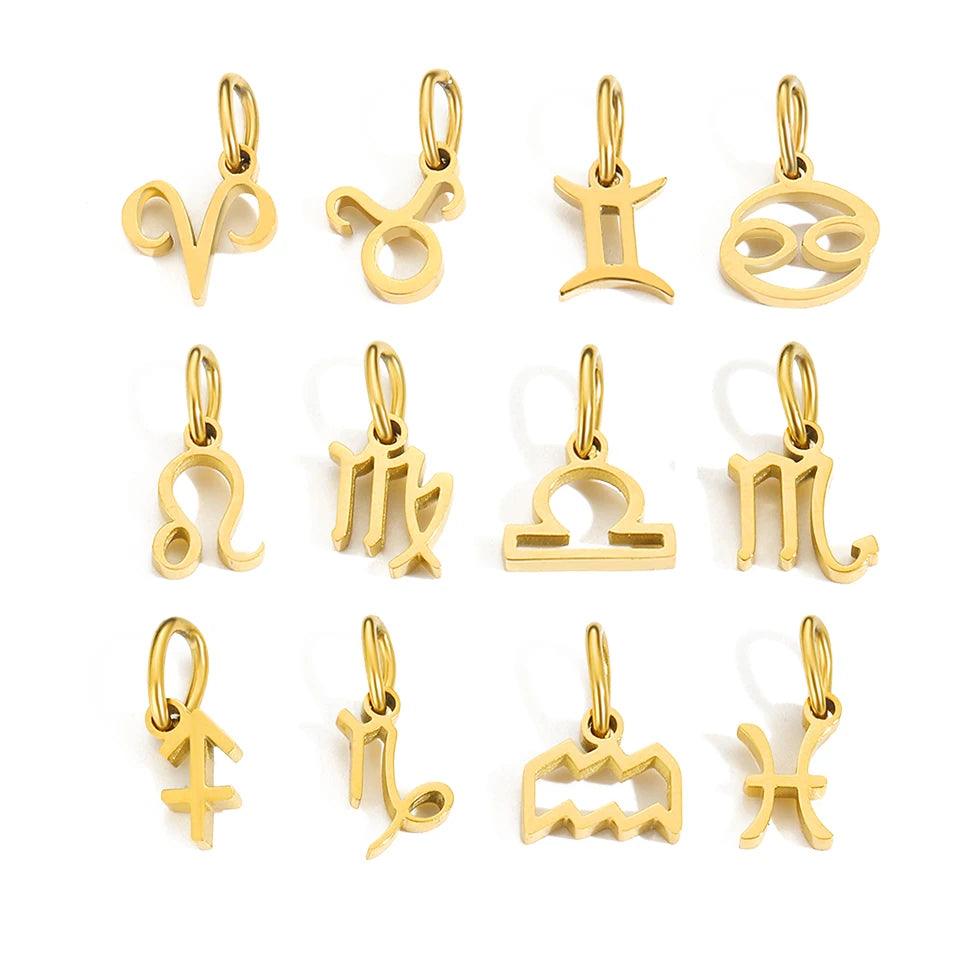 EManco 12 Zodiac Signs Pendant Accessories Stainless Steel Lucky Symbol Necklace Birthday Gift for Wholesale/Dropshipping
