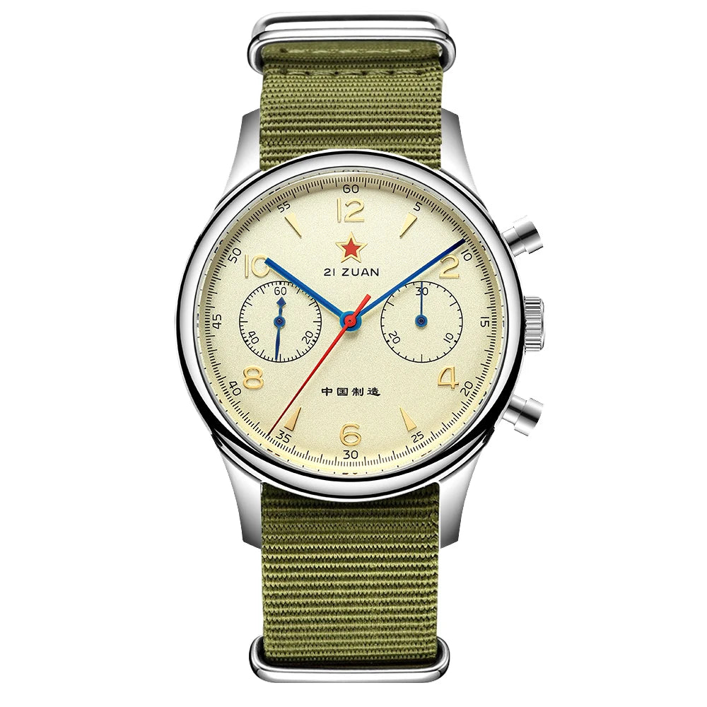 SEAKOSS 38mm Men's 1963 Chronograph Mechanical Watch with Seagull Movement ST1901 Aviation Acrylic Goose Business Wristwatch