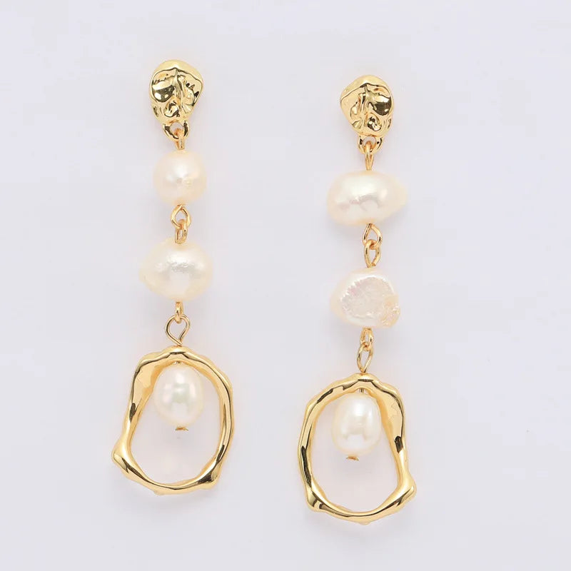 Hot Selling Women Dangle Handmade Charm High End Freshwater Pearl Drop Earrings for S925 Sliver Needle Earring