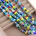 GP0982 Rainbow Multi Colored Colorful Glaze Lampwork Glass Evil Eyes Abacus Rondelle Roundel Spacer Beads