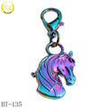Best Selling Bags Horse logo Brand Keychain Promotional rainbow Color Purse Metal Key Tags Decorative Chain Label