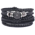 Hot Selling Punk Rock Men's Fashion Bangle Retro Metal Leather Bracelet Set with Adjustable Size Personalized Jewelry Gift