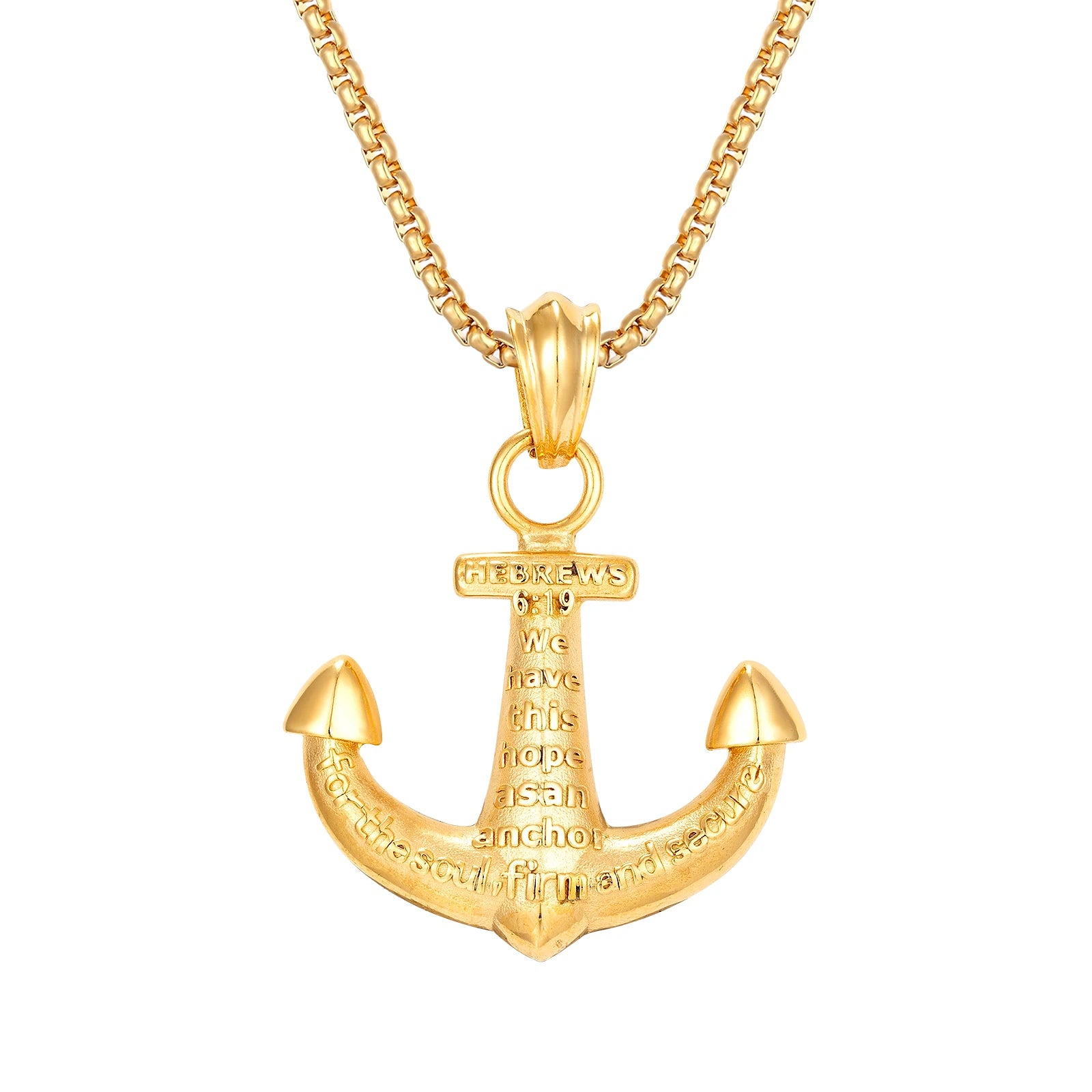 Trendy Stylish Men's Necklace Jewelry Hebrew Anchor Pendant Stainless Steel Necklace for Man