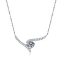 Simple Atmospheric Line Clavicle Chain Classic Elegant 925 Sterling Silver Shine 1Carat Moissanite Necklace for Women