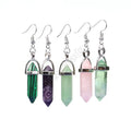 Natural Stone Double Point Tower Hexagon Prism Earrings Crystal Earring