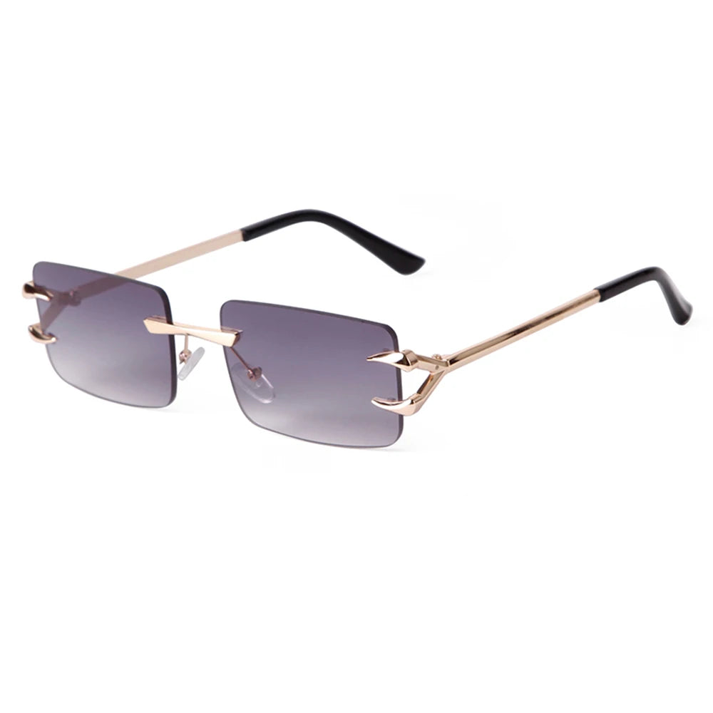 STY8070A Fashion Gradient Gray Rimless Rectangle Sunglasses for Women Men 2024 Luxury Brand Designer Blue Frameless Sun Glasses