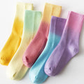 Wholesale Fashion Dip Dye Ombre Gradient Crew Socks Unisex Organic Cotton Breathable Knitted for Autumn Minimum Order 5 Pairs