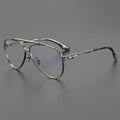 2025 New Large Frame Suitable for Large Face Pilots Black Grey Texture Fashion Business Successful Person Titanium Glasses 8186