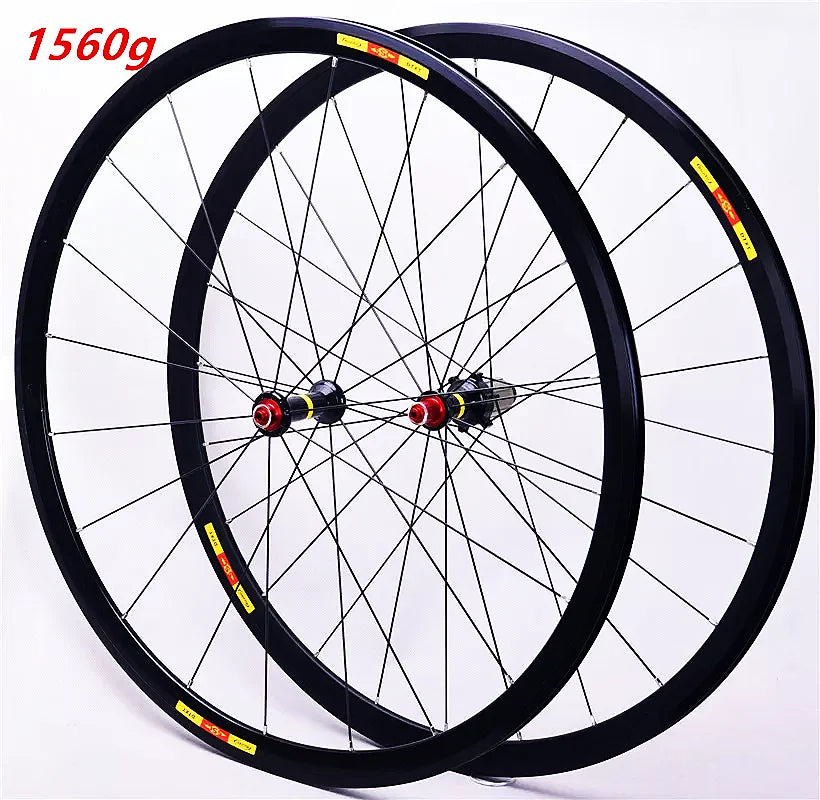 RUJIXU DTXT8.0 700c Ultra-Light Aluminum Alloy Red Reflective Road Bike Wheelset V Brake Frame Height 30MM