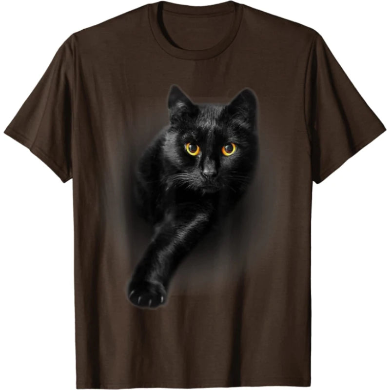 Fitspi Black Cat Yellow Eyes T-Shirt Cats Tee Shirt Gifts Wholesale