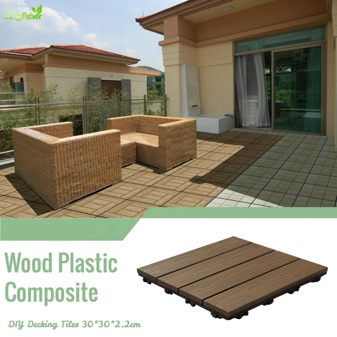 Modern WPC Porch Interlocking Floor Tiles Outdoor Texture DIY Design Waterproof Eco-Friendly Easy to Install