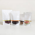 11x17cm New Arrival Clear Window Food Packaging Bag White Plastic Zipper Stand up Pouch with Color Stripes