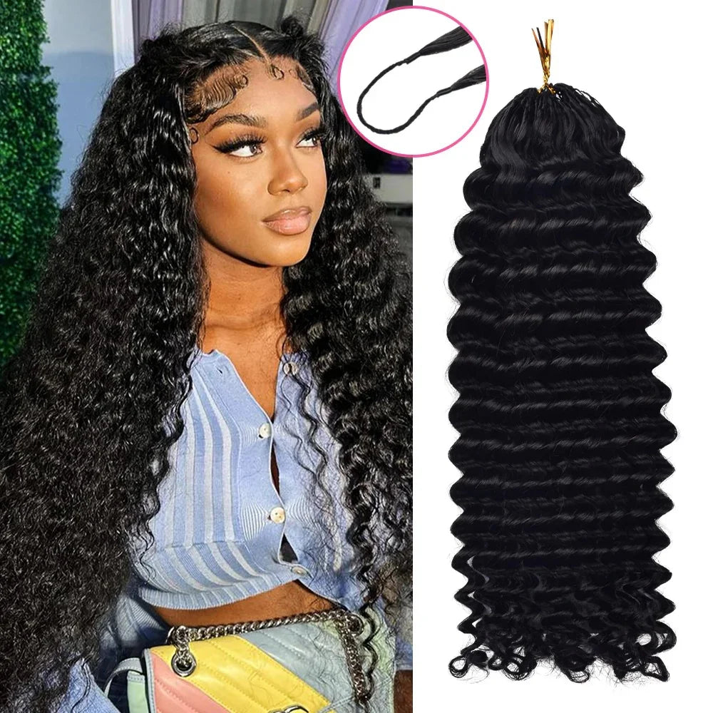 Reusable Natural Human Crochet Hair Wholesale Pre Separated Knotless Deep Wave Human Hair Crochet Hair Pre Looped Extensions