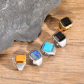 Classic Non Tarnish Stainless Steel Men's Ring with Black Agate Stone Modern Masculine Jewelry Gift Finger Rings for Men