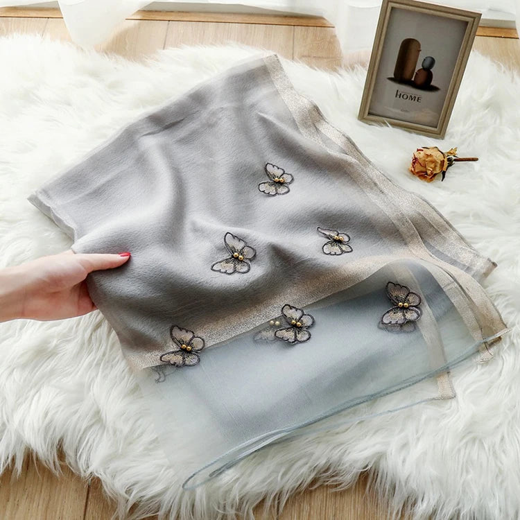 New Arrival Splice Pure Silk Scarf Women Long Luxury Scarf Fashion Silk Shawls and Wraps Foulard Femme Solid Pashmina Scarf MegaBDM