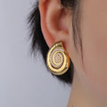 Hypoallergenic Stainless Steel Gold Pvd Plated Conch Stud Earrings Jewelry for Women