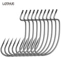 CHILENT 5pcs Carbon Steel Fishing Hook Bass Big Crank Hook Jigging Lead Head Barbed Crank Hook for Soft Bait Lure Fishing Pesca MegaBDM