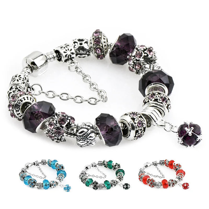 2025 Crystal Fashion Crystal Bead Charm Bangle Bracelets Women
