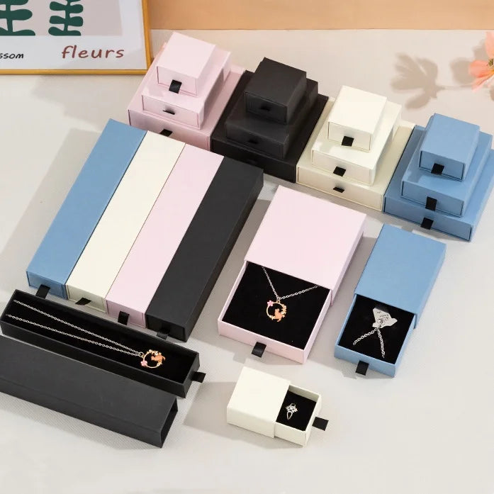 A1 Eco Friendly Paper Drawer Sliding Jewelry Display Storage Box Customizable Size/Shape Embossed Logo-Luxury Jewelry Gift Box