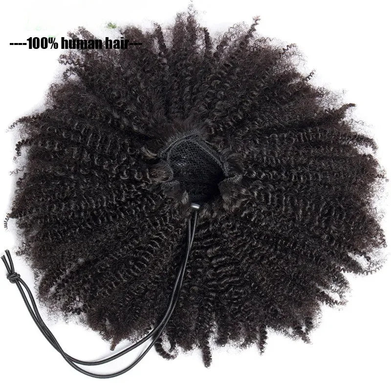 Ready to Ship 4B 4C Peruvian Virgin Human Hair Afro Kinky Curly HD Lace Ponytail Double Weft Straight Wave Styles 1B Color
