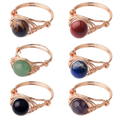 Wholesale New Design Multi-Colored Round Shaped Raw Stone Gemstone Rings for Women Fashionable Finger Warps