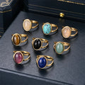 Wholesale Fashion Jewelry Rings Gemstone Natural Stone Minimalist Jewelry 18k Gold Plated Rings for Women and Men Couple