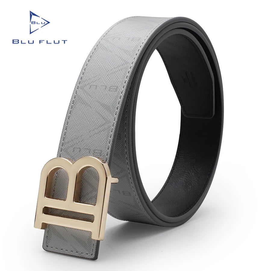 Blu Flut Leather Belt Men Fashion Designer Mens Leather Belts for Men B Shaped Metal Buckle Belts Custom