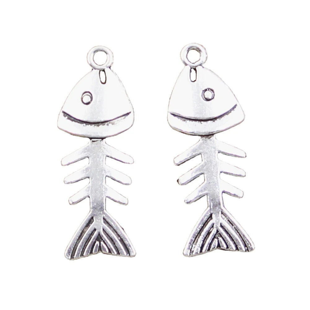 Charms Fish Bone 35x13mm Handmade Making FitVintage Tibetan Silver Color PendantsDIY for Bracelet Necklace