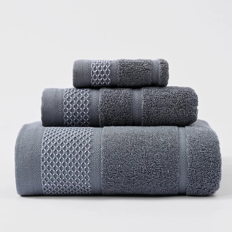 Custom Grey Luxury Hotel Home Small Terry Towel Sets Cotton Face Hand Bath Towels