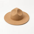 X1229 Unisex Woolen Felt Hat Wide Brim Concave Top Flat Caps Plain Pattern Ribbon Decoration Winter Season Party New Collection