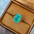 Minimalist Design 18K Gold Plated 925 Sterling Silver  10*14mm Paraiba Blue Stone Solitaire Ring