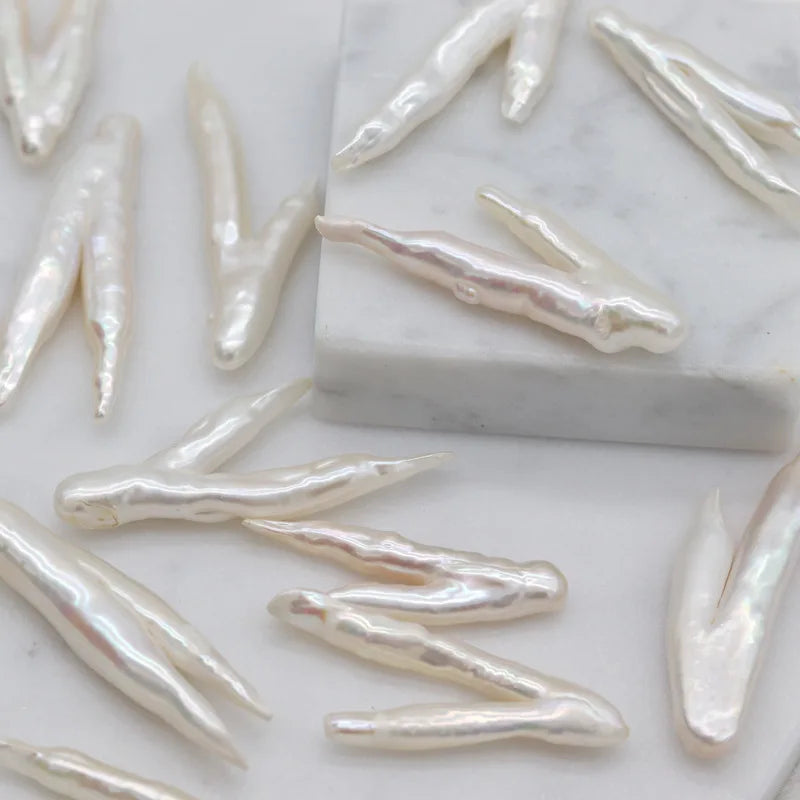 12*37mm Tree Branch Shape White Freshwater Pearl Irregular Y Shaped Tree Fork Pearl Bead for Diy Making Jewelry Pearl Jewelry