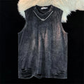 Summer 2023 Women Clothing Washed Ripped Hip Hop Casual Sleeveless T Shirt Men's Tank Tops
