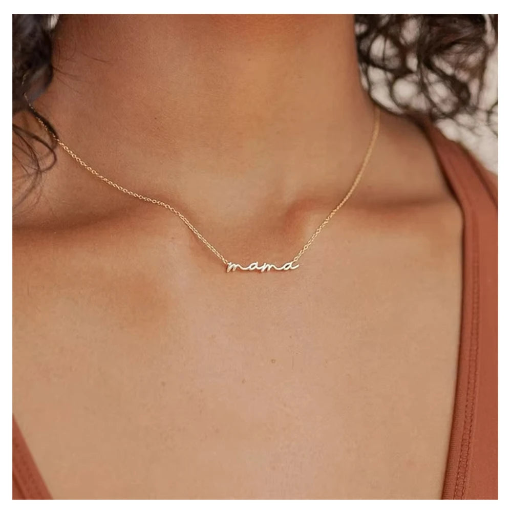 Delicate Mama Stainless Steel Plated 14K Gold Necklace Minimalist Mom Necklace Is the Perfect Gift for Mom